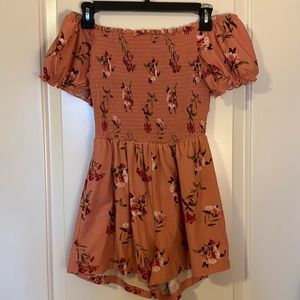 Coral Casual Floral Romper, Size 4, Rue 21